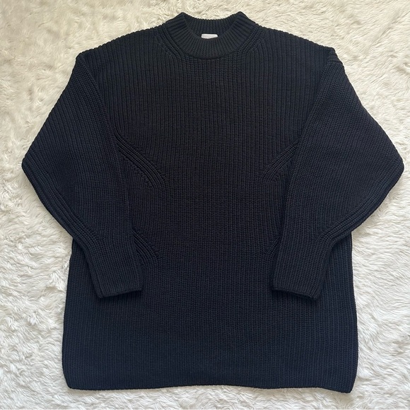 Aritzia Wilfred Dress Requiem 100% Merino Wool Knit Sweater Dress Black L - Picture 1 of 11